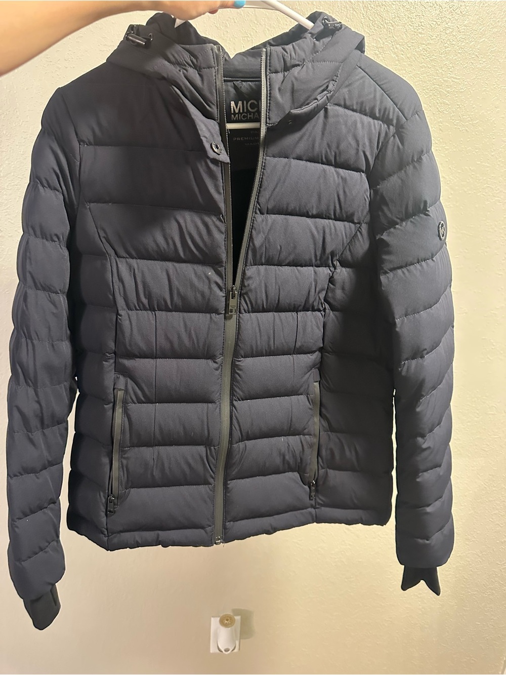 Michael Kors Navy Quilted Packable Hooded Puffer Jacket